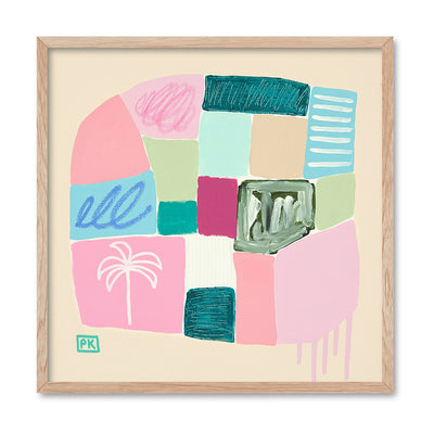Just Beachy II - Square Art Print by Poppy Key, Poster, Stretched Canvas, or Framed Wall Art Print, shown in a natural timber frame