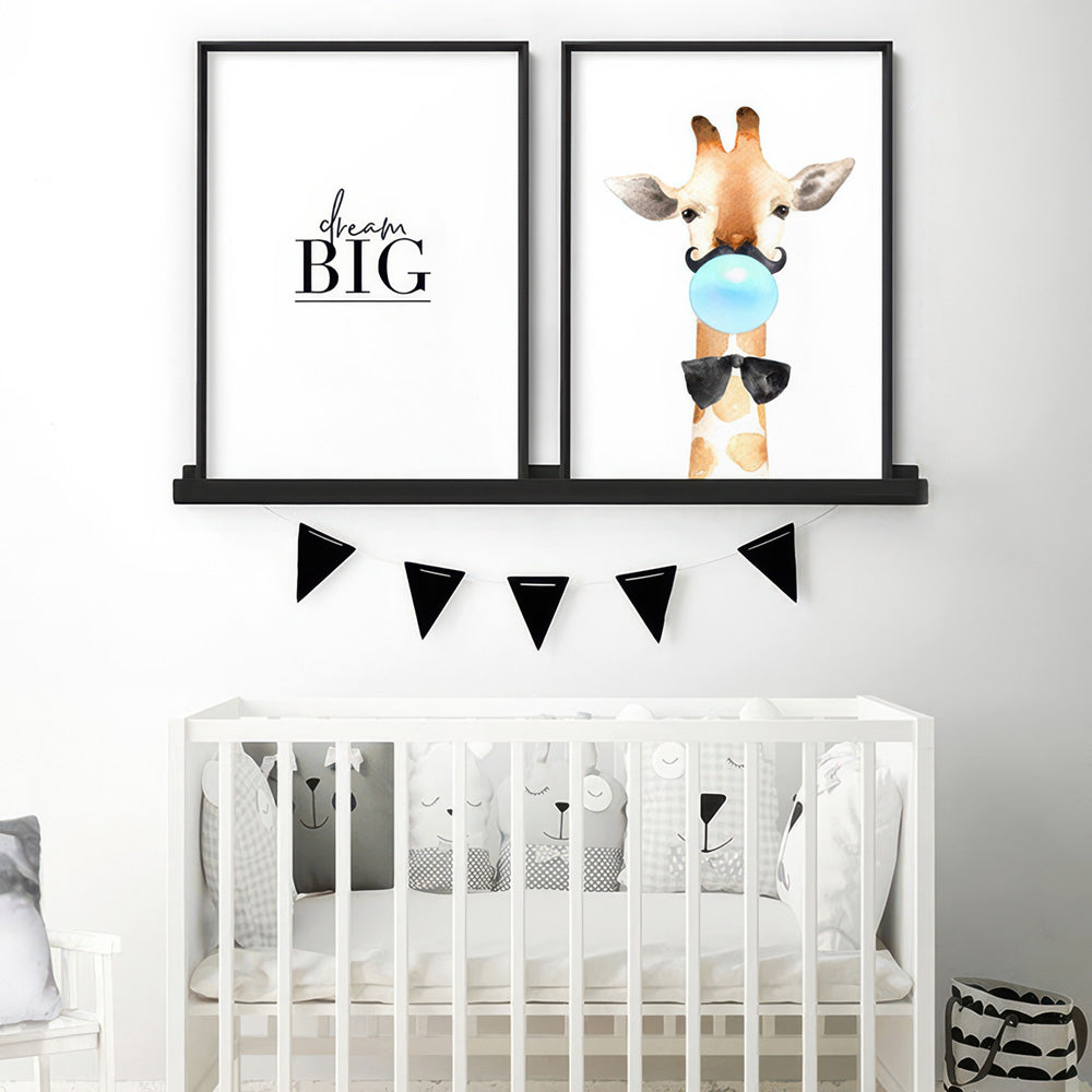 Dream Big - Art Print, Poster, Stretched Canvas or Framed Wall Art, shown framed in a home interior space