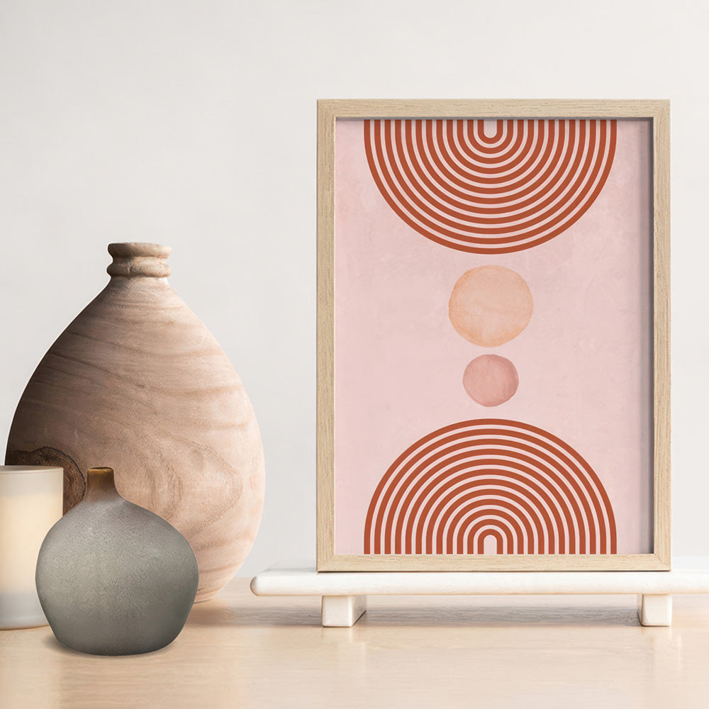 Boho Arches Abstract IV - Art Print, Poster, Stretched Canvas or Framed Wall Art Prints, shown framed in a room