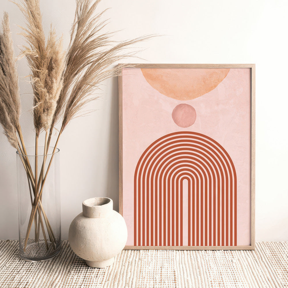 Boho Arches Abstract V - Art Print, Poster, Stretched Canvas or Framed Wall Art Prints, shown framed in a room