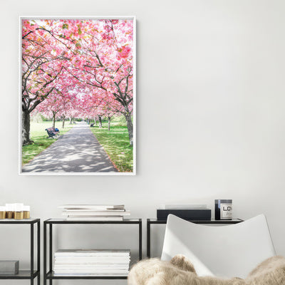 Greenwich Park in Spring - Art Print by Victoria's Stories, Poster, Stretched Canvas or Framed Wall Art Prints, shown framed in a room