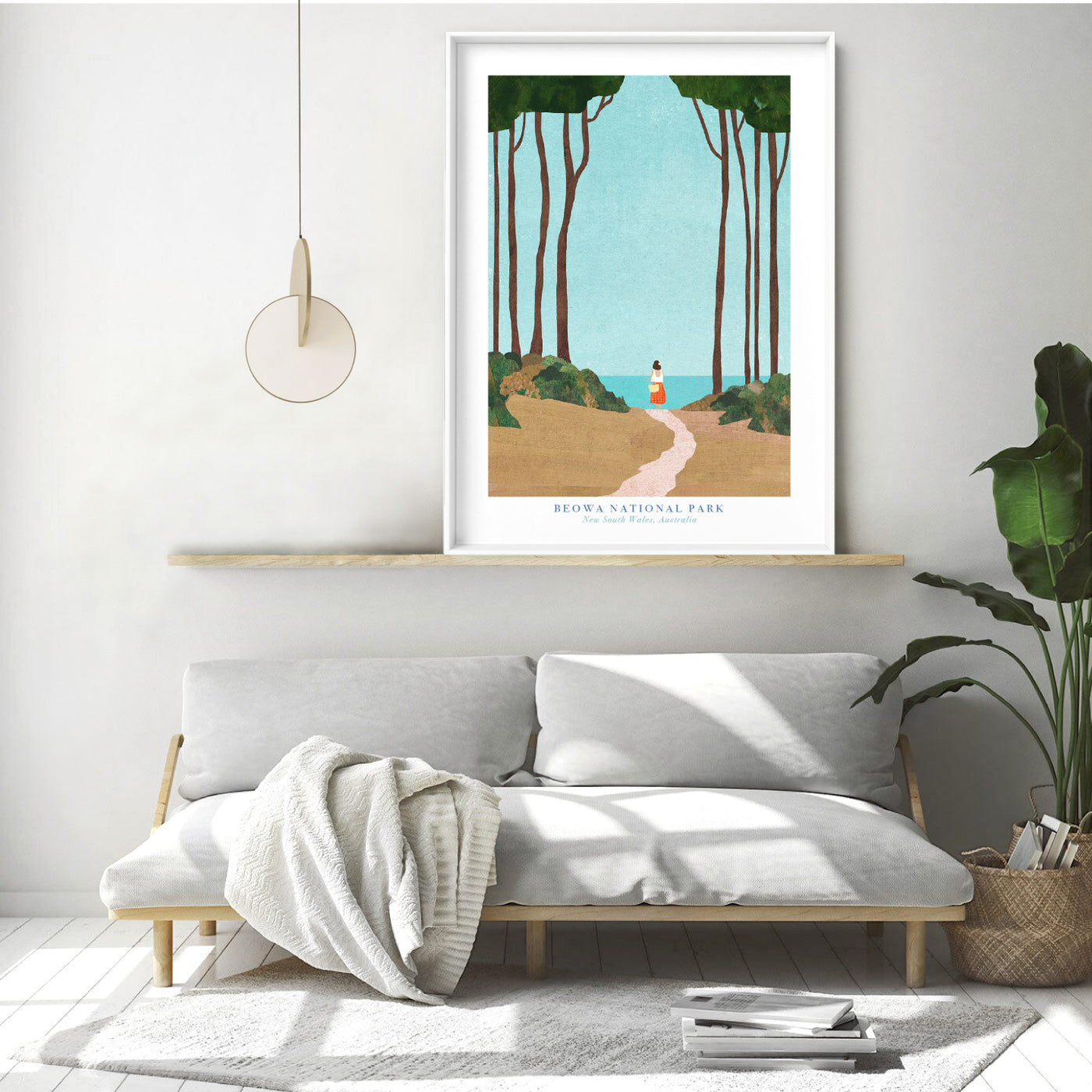 Beowa National Park Illustration - Art Print by Henry Rivers, Poster, Stretched Canvas or Framed Wall Art Prints, shown framed in a room