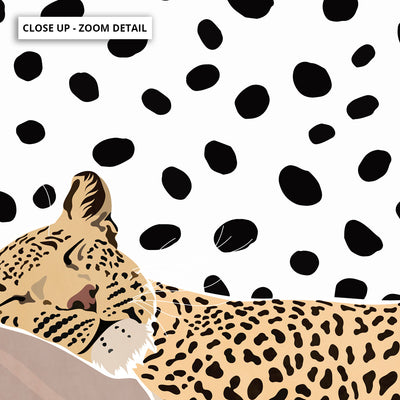 Cheetah Chill - Art Print, Poster, Stretched Canvas or Framed Wall Art, Close up View of Print Resolution