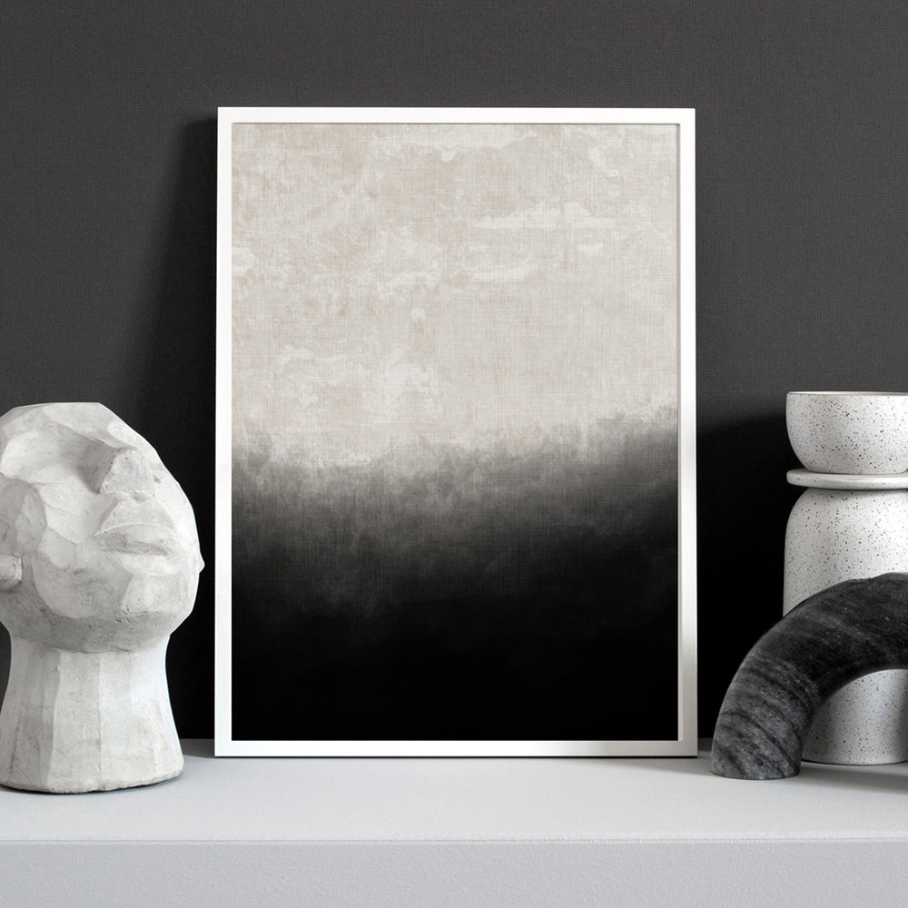 Black on Linen III - Art Print, Poster, Stretched Canvas or Framed Wall Art Prints, shown framed in a room