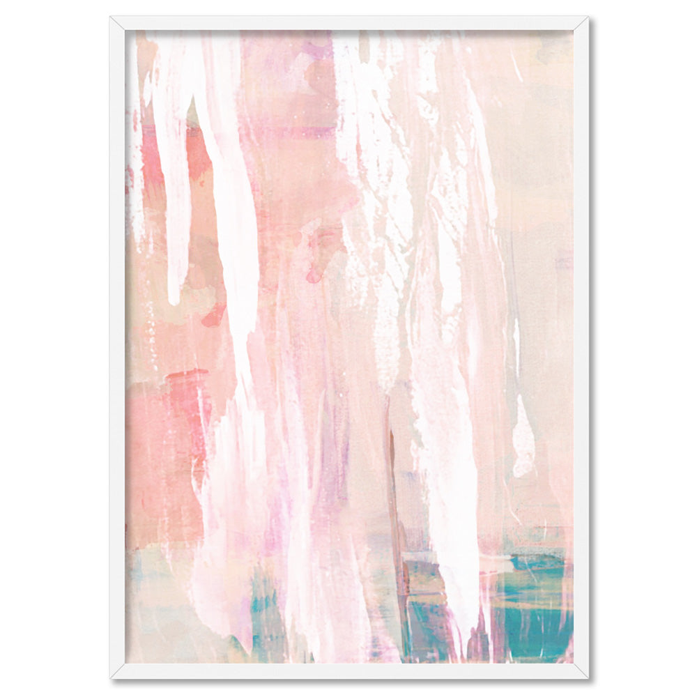 Blush Flurry I  - Art Print, Poster, Stretched Canvas, or Framed Wall Art Print, shown in a white frame