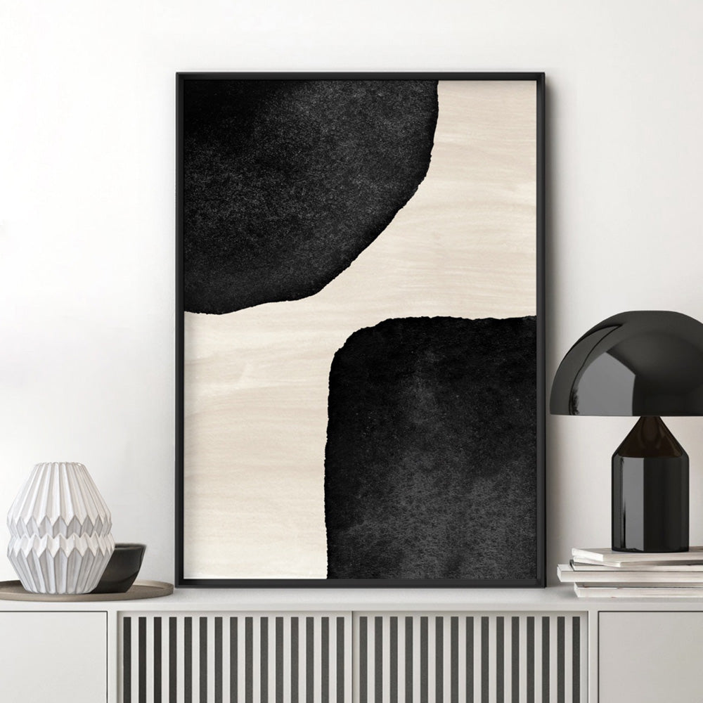 Formes Noires I - Art Print, Poster, Stretched Canvas or Framed Wall Art Prints, shown framed in a room