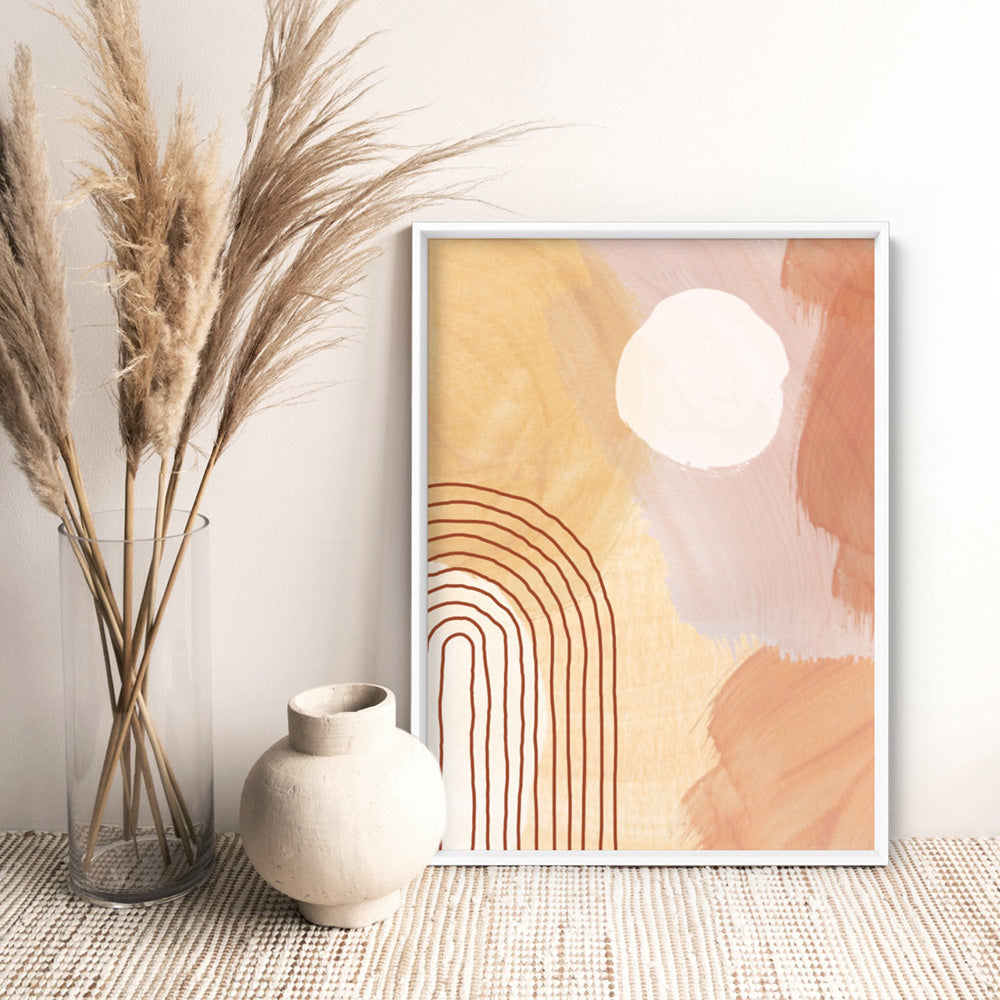 Boho Abstracts | Terra Arches VI - Art Print, Poster, Stretched Canvas or Framed Wall Art Prints, shown framed in a room