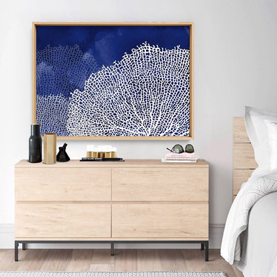 Coral Sea Fans Landscape Blues - Art Print, Poster, Stretched Canvas or Framed Wall Art Prints, shown framed in a room