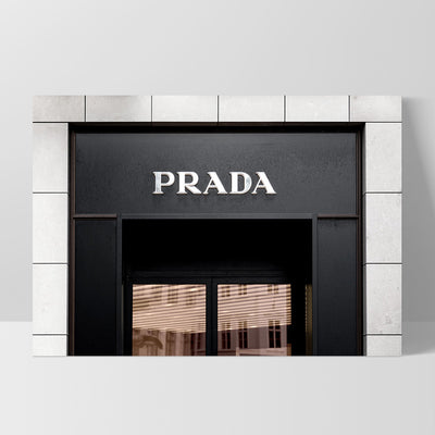 Prada Entrance - Art Print, Poster, Stretched Canvas, or Framed Wall Art Print, shown as a stretched canvas or poster without a frame