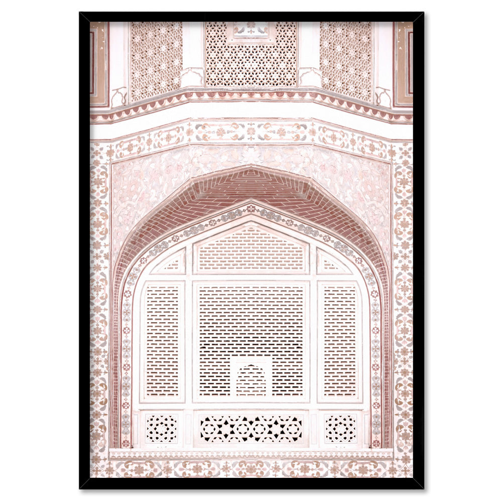 Pastel Dreams in the Amber Palace - Art Print, Poster, Stretched Canvas, or Framed Wall Art Print, shown in a black frame