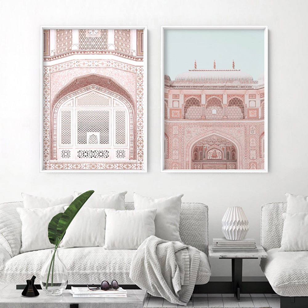 Pastel Dreams in the Amber Palace - Art Print, Poster, Stretched Canvas or Framed Wall Art, shown framed in a home interior space
