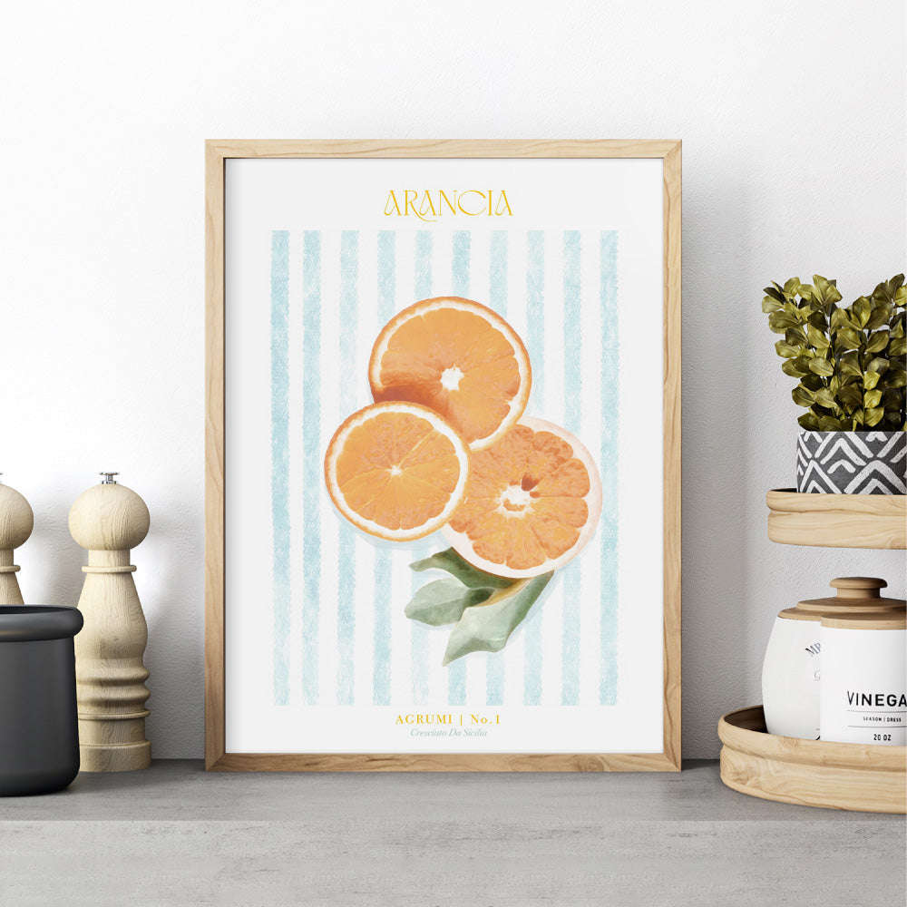 Orange Poster Print. Oranges Wall Art Bistro Style, Stripes – Print and ...