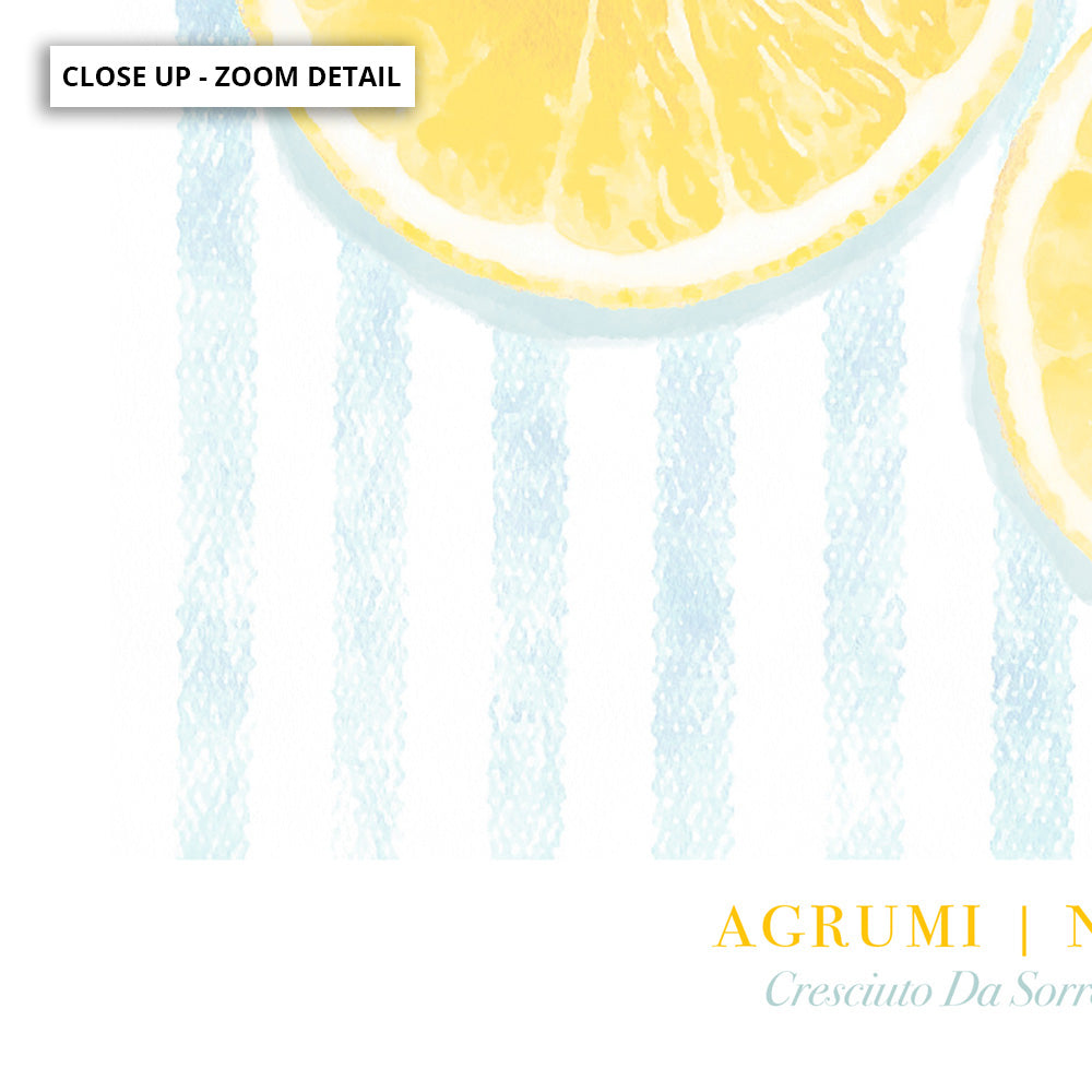 Agrumi No 2 | Lemon - Art Print by Vanessa, Poster, Stretched Canvas or Framed Wall Art, Close up View of Print Resolution