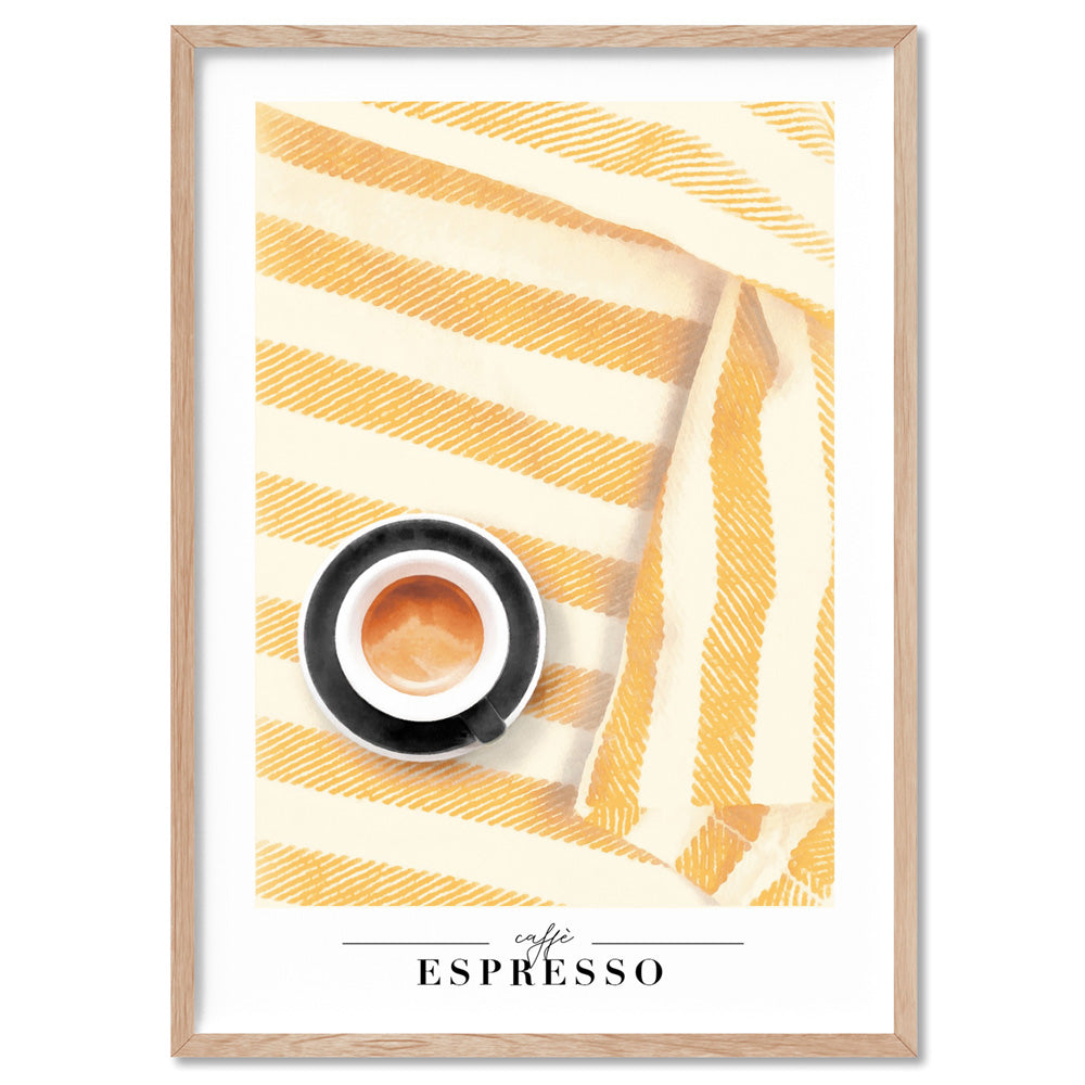 Caffe Espresso - Art Print by Vanessa, Poster, Stretched Canvas, or Framed Wall Art Print, shown in a natural timber frame