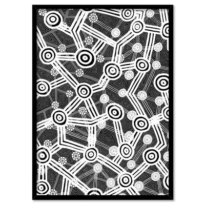 Connected Journey I B&W - Art Print by Leah Cummins, Poster, Stretched Canvas, or Framed Wall Art Print, shown in a black frame