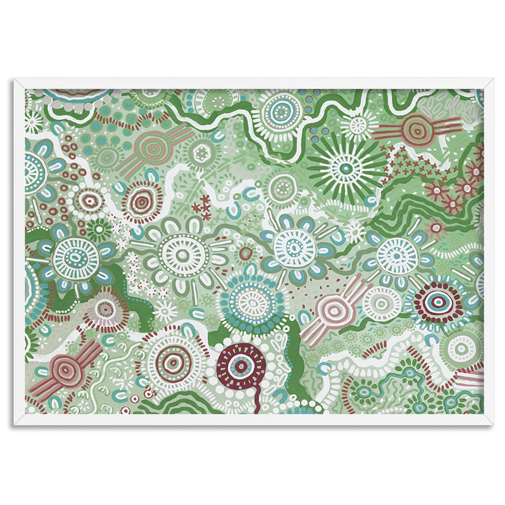 Country in Colour Green - Art Print by Leah Cummins, Poster, Stretched Canvas, or Framed Wall Art Print, shown in a white frame