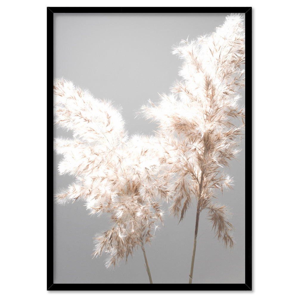 Pampas Grass Ethereal Light I - Art Print, Poster, Stretched Canvas, or Framed Wall Art Print, shown in a black frame