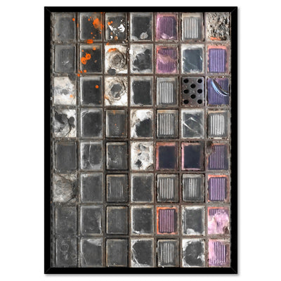 Newtown Pavement Glass Bricks - Art Print, Poster, Stretched Canvas, or Framed Wall Art Print, shown in a black frame