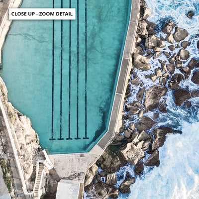 Bronte Rock Pool Aerial I - Art Print, Poster, Stretched Canvas or Framed Wall Art, Close up View of Print Resolution