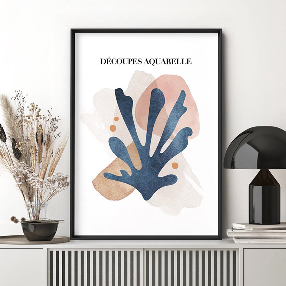Decoupes Aquarelle I - Art Print, Poster, Stretched Canvas or Framed Wall Art Prints, shown framed in a room